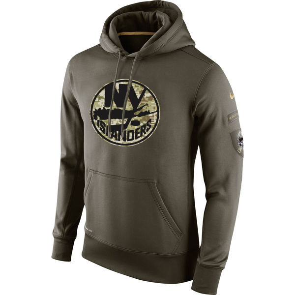 Men NHL NEW York Islanders Nike Olive Salute To Service KO Performance Hoodie Green